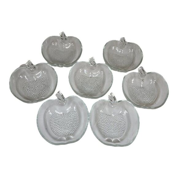 Set lot 7 Vintage Glass APPLE DESSERT Nut Candy BOWLS Dishes Candy Ramekin - Picture 1 of 4